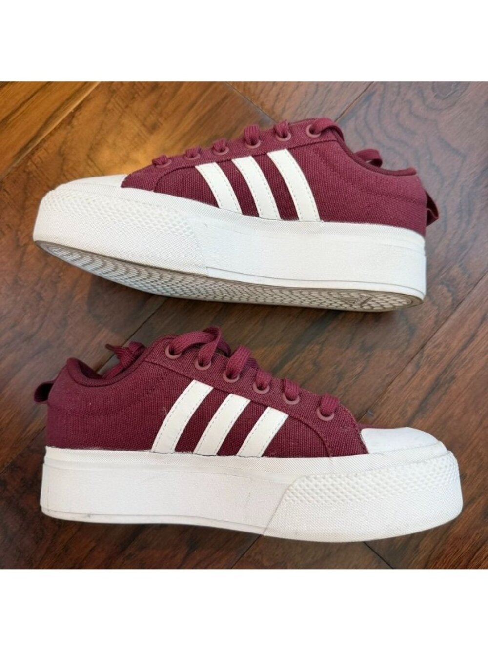 Adidas Platform Burgundy Red Cloud White Sneaker Shoes Size 6
